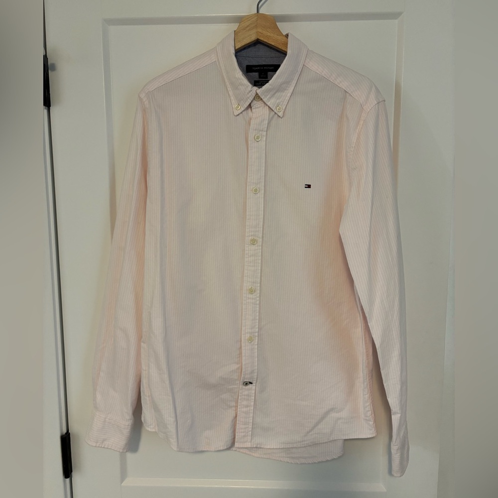 Tommy Hilfiger Custom Fit Pink Stripe Oxford Shirt